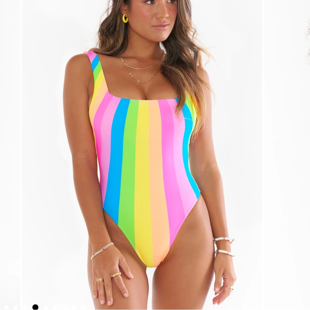 Show Me Your MuMu Rainbow Stripe One Piece Swimsuit